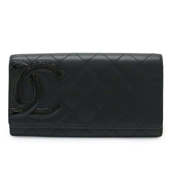 CHANEL Black Leather Logo Wallet